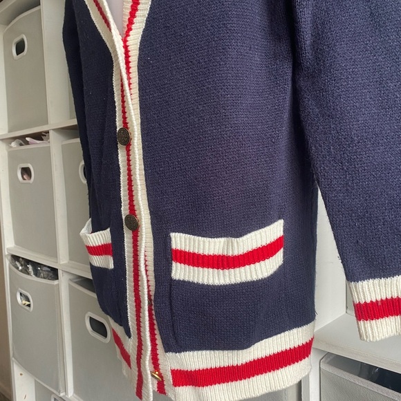 WAYF red white and blue button down Cardigan - Picture 3 of 7